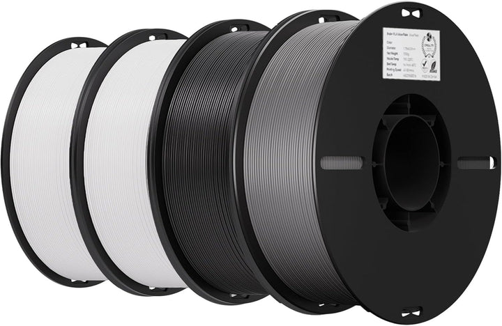 Creality Ender PLA Filament 1,75mm, 2 Weiss-Schwarz-Grau, 4er-Pack 1kg Spulen, Massgenauigkeit ±0,03