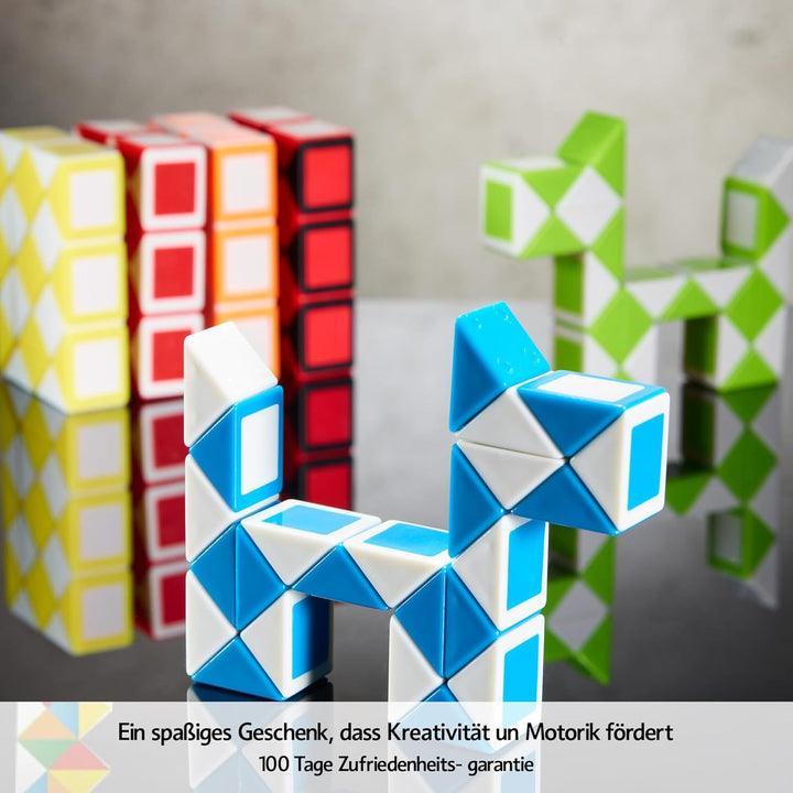 CUBIDI® Original Mini Magic Snakes 6er Set - mit 24 Blöcken pro Snake | Knobelspiele für Kinder ab 6