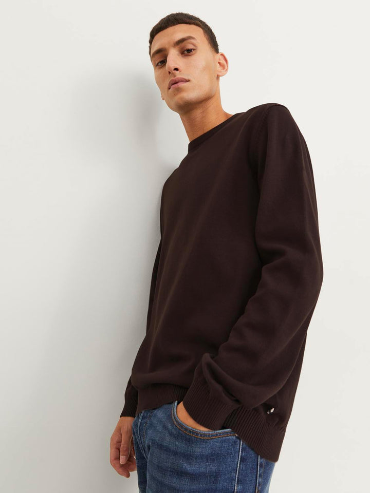 JACK & JONES Male Strickpullover Einfarbig Strickpullover M Braun (Mulch), M Braun (Mulch)
