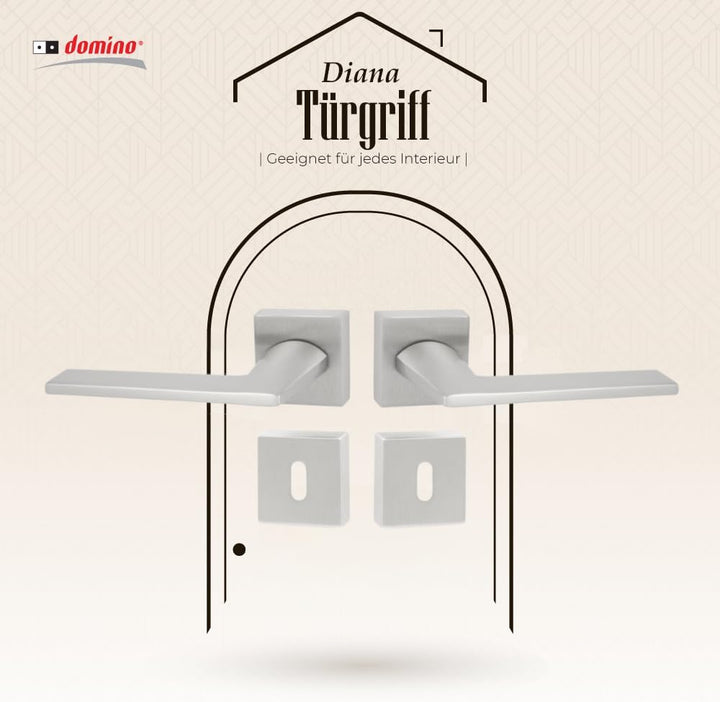 domino Türgriff DIANA-QR M4 BB-Buntbart Drückergarnitur für Zimmertüren Türdrücker-Set Rosetten-Garn
