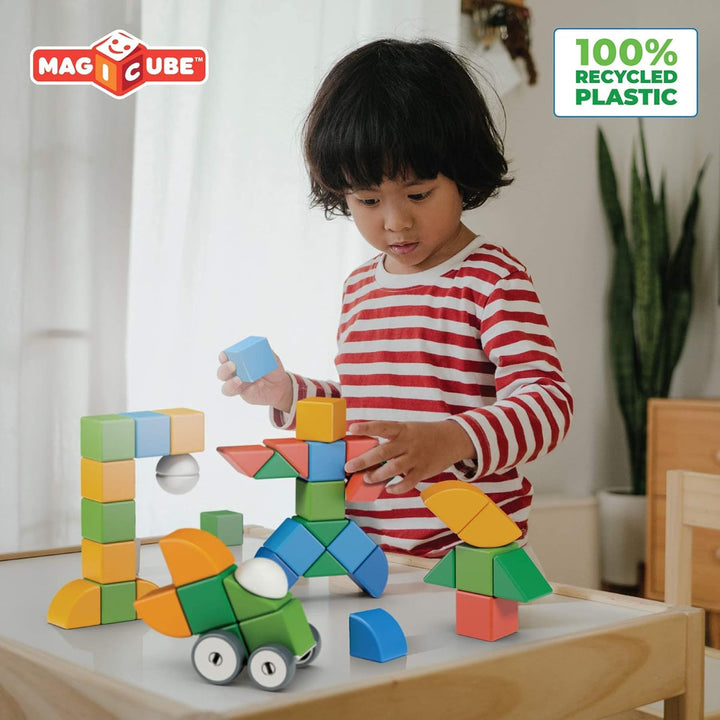GEOMAG - Magicube 1+ Formen - Magnetische Blöcke für Kinder - 4 Farben und Formen - 6 Würfel - 1-5 J