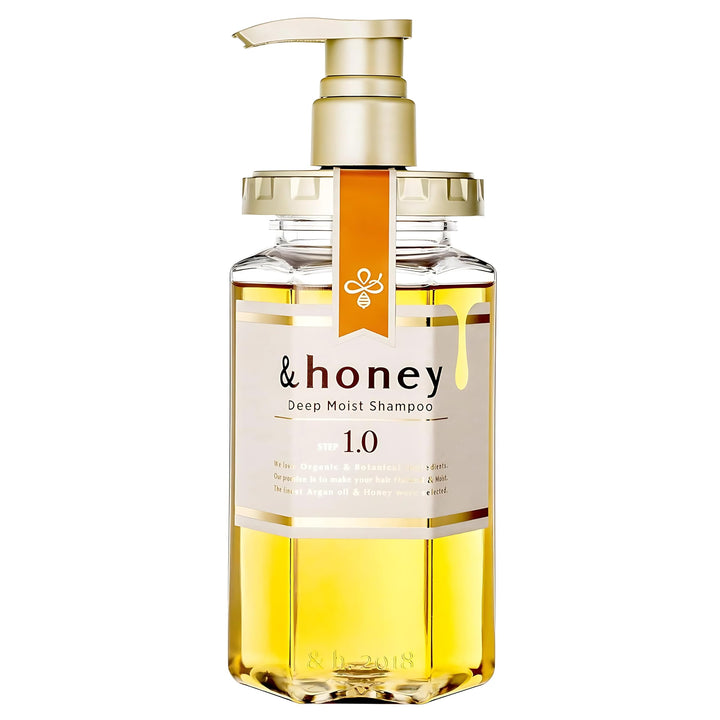 &honey Deep Moist Hair Shampoo Step1.0 (Moist Wash) Pump 440ml - Peony Honey Scent (Green Tea Set)