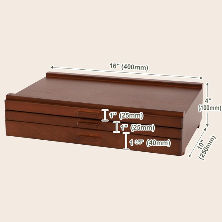 VISWIN 3-Schublade Holz Artist Supply Storage Box mit abnehmbaren Trennwänden, Premium Buche Holz Ar