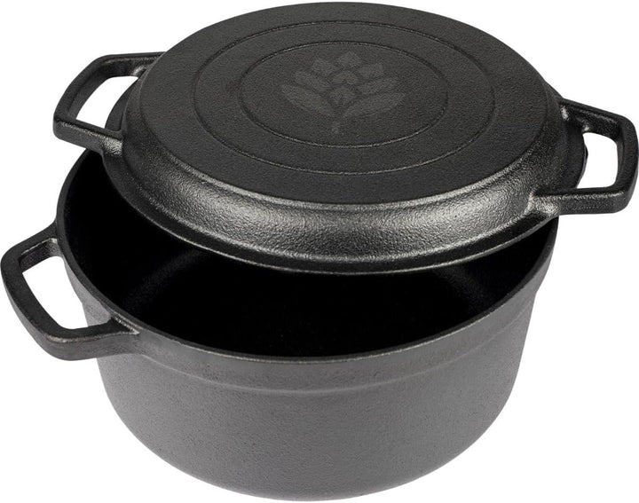 BROWIN® Gusseisen Topf mit Pfanne 330527 | 3,5 Liter Brotbackform | Robuster Kochtopf | 2in1 Gusseis