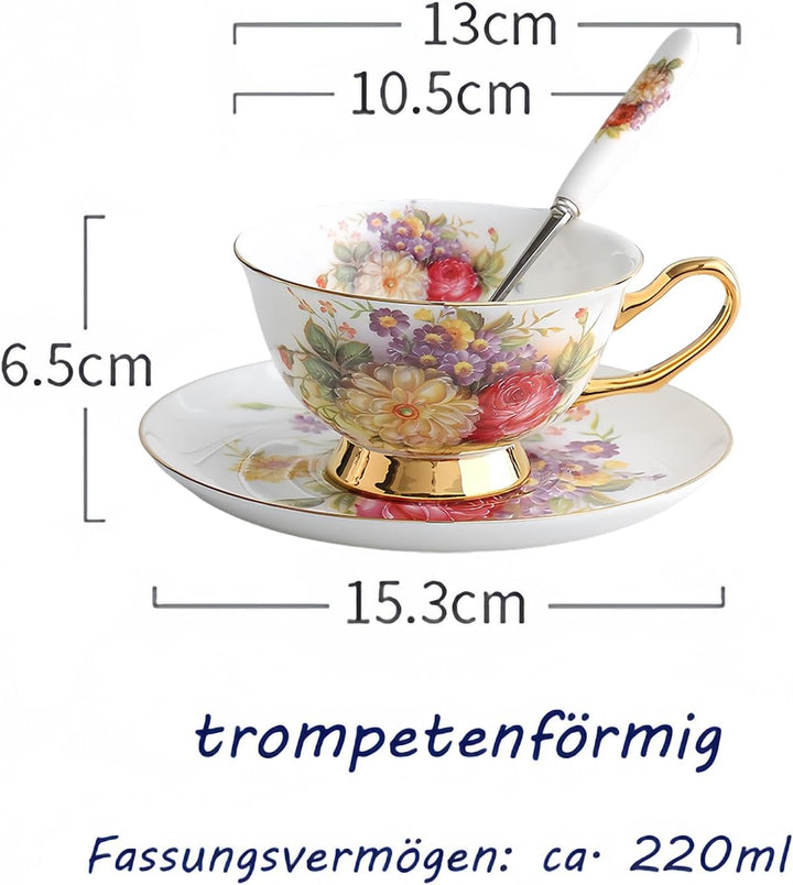 8 Stück Europäischen Blumen Tee Set,Bone China Tee Set Service Kaffee Set, 9 Optionen.Mit Geschenkbo