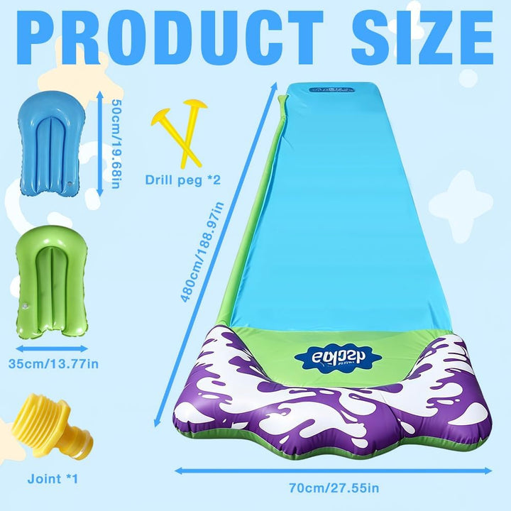 15.75ft/480cm Wasserrutsche Garten für Kinder, mit 2 Bodyboards, Wasserrutsche mit Sprinkler Sommer