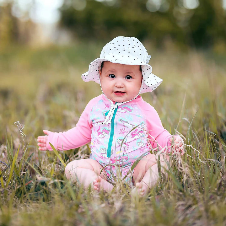 Jan &amp; Jul Grow-with-Me Baumwoll-Flapper Sonnenhut für Babys und Kinder 0-6 Monate Punkte, 0-6 Monate