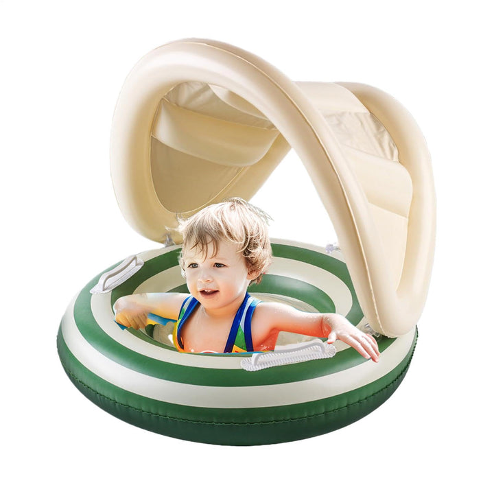 Pool-Schwimmhilfen für Kids, Schwimmring Mit Abnehmbarem Sonnendach Grün, Grün