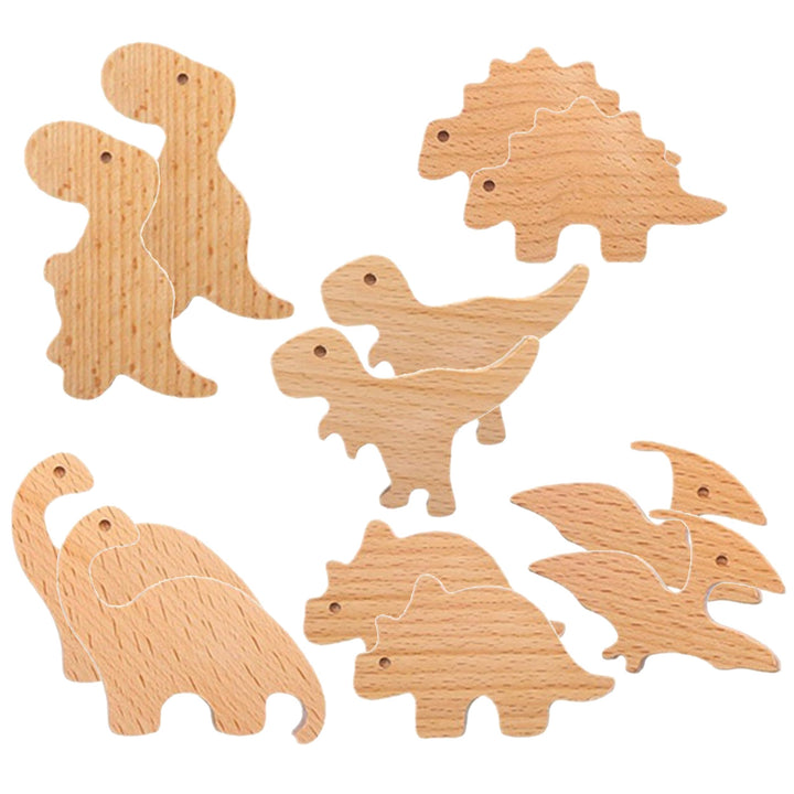 Auped 12 Stück Dinosaurier holzgriffe kinderzimmer - Natürliche Schrankgriffe mit Boho-Design für Kü
