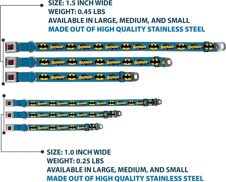 Buckle-Down BMC Batman schwarz/gelb Hund Halsband L - Fits 15-26" - 1.0" Wide, L - Fits 15-26" - 1.0