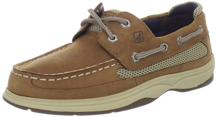 Sperry Lanyard Boat Shoe (Little Kid/Big Kid),Dark Tan/Navy,6.5 M US Big Kid