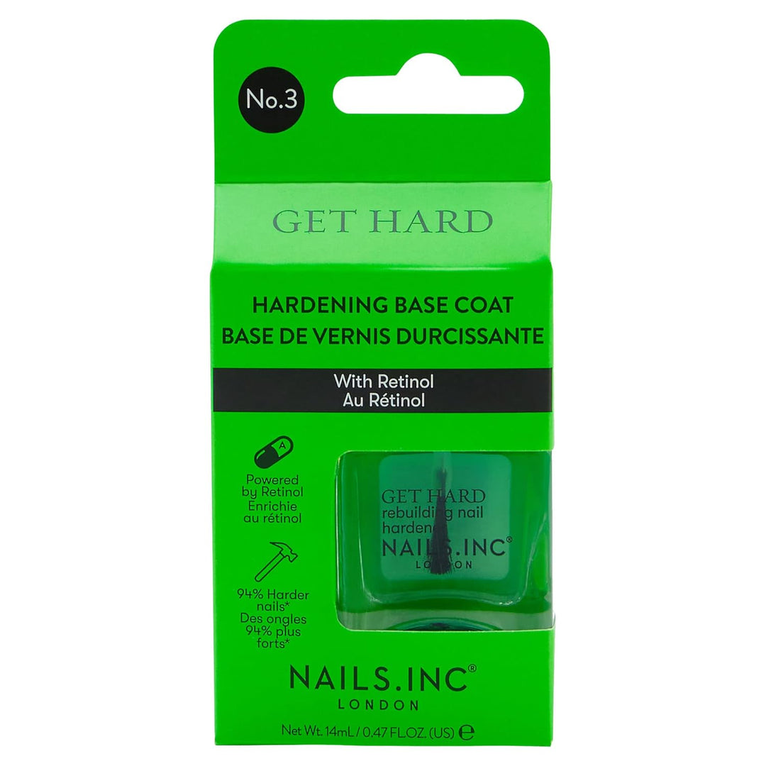 Nails Inc - GET HARD Hardening Base Coat - Stärkender Basislack mit Biotin, Grünkohl, Spinat & Pilze
