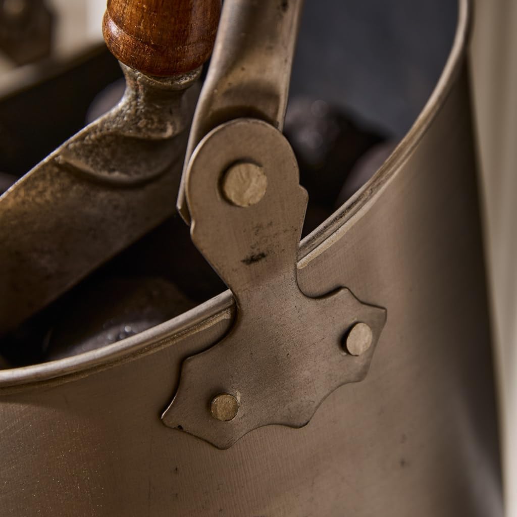 Antik Stil French Zinn Effekt Silber klein Kohlenschütte Eimer mit Schaufel – traditionellen Stil Co