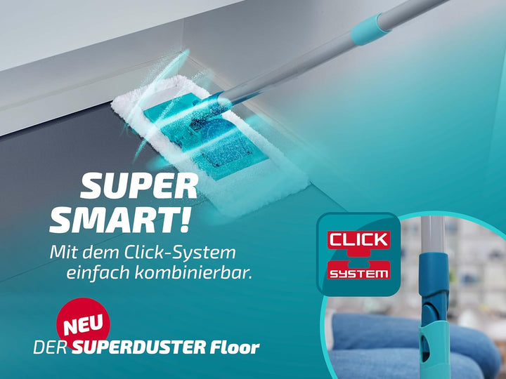 Leifheit SUPERDUSTER Floor, waschbarer Staubwischer Boden mit Rundum-Staubbezug für Hartböden und Fu