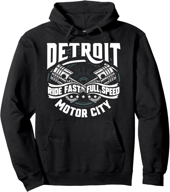 Detroit Michigan Motor City Zündkerze Wings Ride Fast Speed Pullover Hoodie