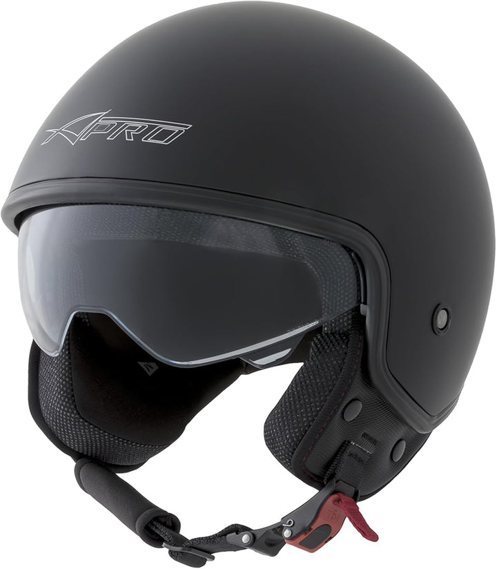 A-Pro Motorradhelm Motorrad Roller Jet Helm Innensonnenblende Viser Matt Schwarz S 55-56 cm ( S) Sch