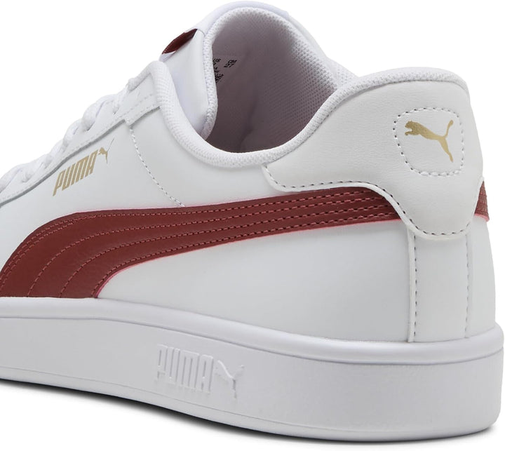 PUMA Herren Smash 3.0 L Sneaker 36 EU White Bordeaux Red, 36 EU White Bordeaux Red