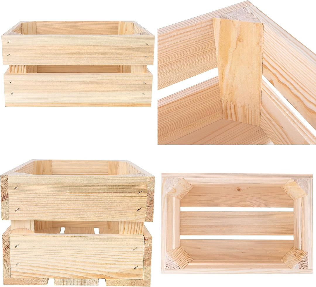 Creative Deco 3 x Kleine Holzkiste Natur | Weinkisten Set Obstkiste Holz | 30 x 20 x 15 cm | Geschli