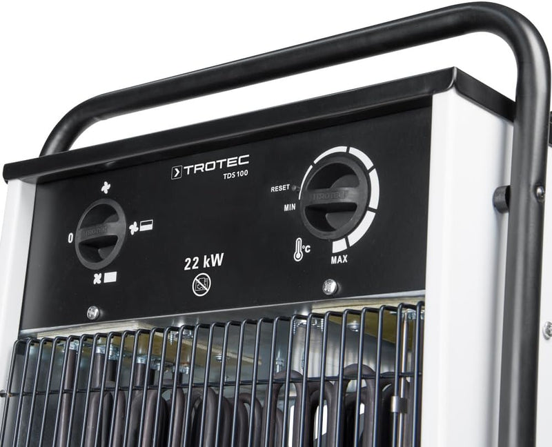 TROTEC Elektro Heizlüfter TDS 100 – Heizleistung 11 kW / 22 kW – Bauheizer Luftmenge 1.632 m³/h – He