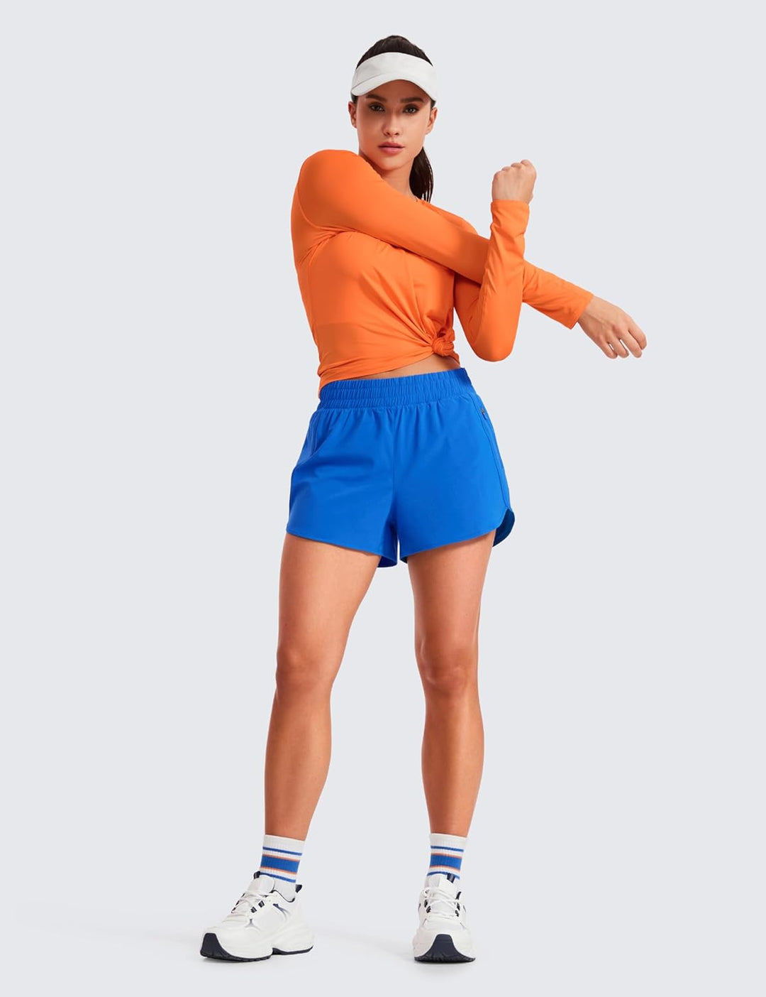 CRZ YOGA Damen Kurz Sporthose Laufhose High Waist Fitness Sport Shorts Kurze Hose mit Reissverschlus