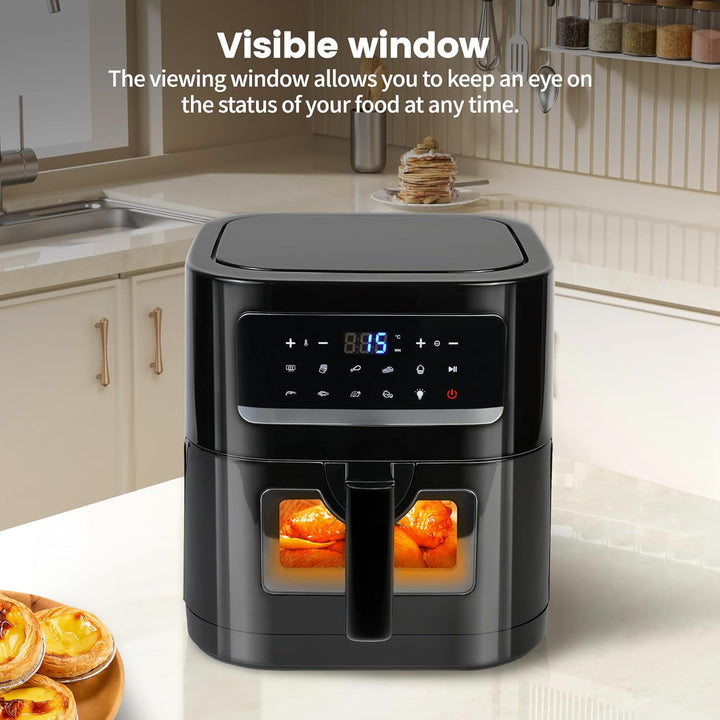 7L Heissluftfritteuse mit Sichtfenster | Airfryer Klein Eingebaute Beleuchtung, 9-in-1 Kochprogramme
