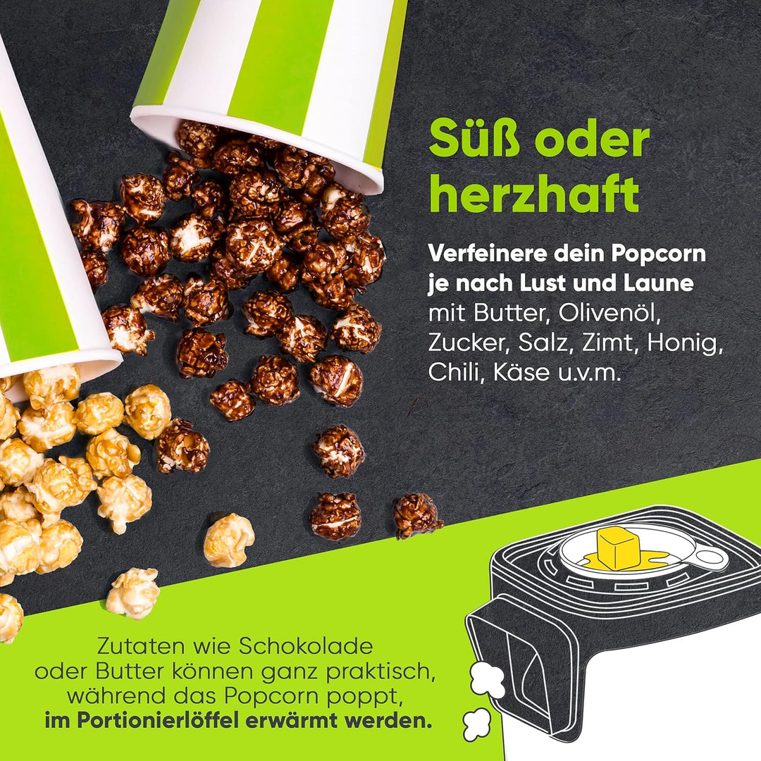 Liebfeld Popcornmaschine - Heissluft Popcorn Maker ohne Fett & Öl - Retro Küchen Gadget für Pop Mais
