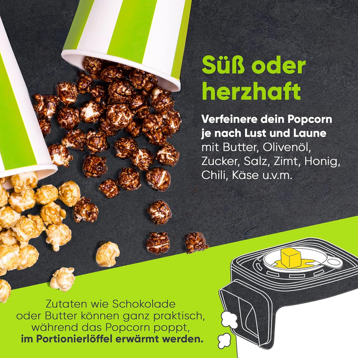 Liebfeld Popcornmaschine - Heissluft Popcorn Maker ohne Fett & Öl - Retro Küchen Gadget für Pop Mais