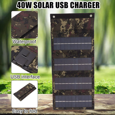 40 W Faltbares Solarpanel-Ladegerät, 4-fache Solarstrom-Ladetasche für Notfall-Aufladung, Outdoor, C