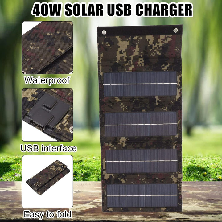 Tragbares 40-W-Solarpanel-Ladegerät für Outdoor-Camping-Wandern, Faltbares Monokristallines Solarpan