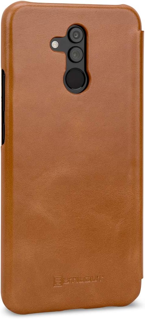 STILGUT Lederhülle für Huawei Mate 20 Lite Book Type, Cognac, cognac