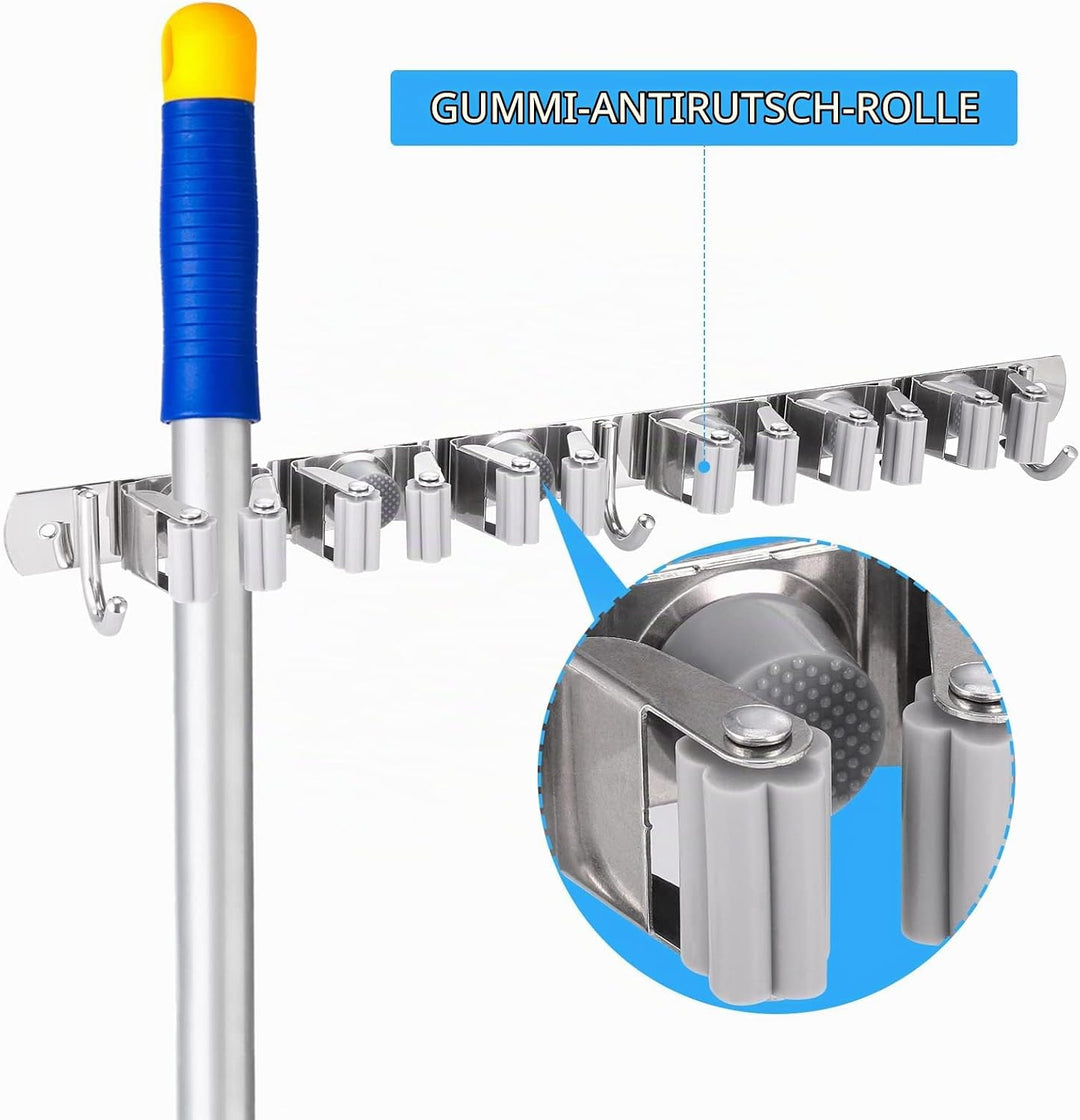 Hejo Besenhalterung Wand, 304 Edelstahl Gerätehalter Besen Mop Halter, Gartengerätehalter, Wandhalte