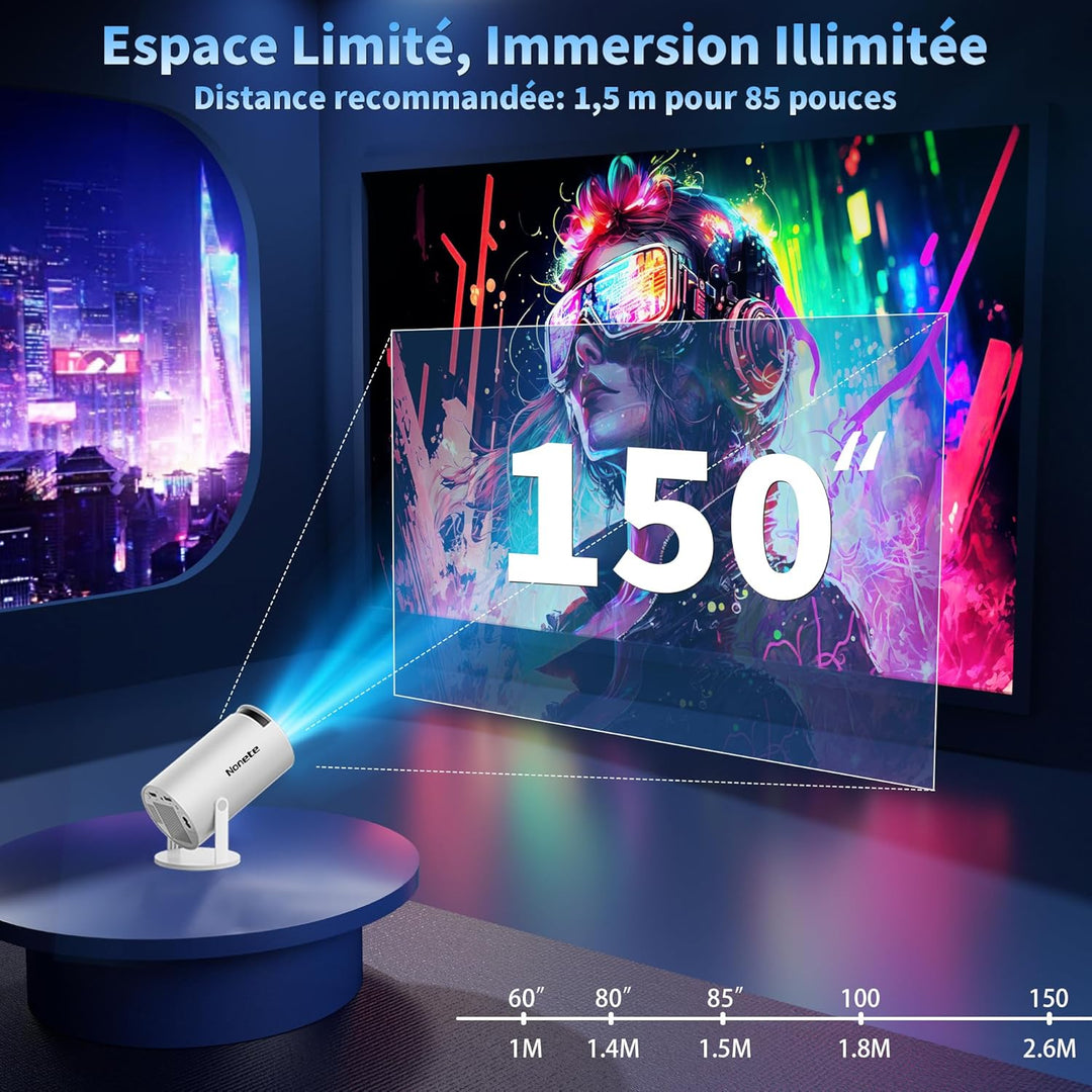 Vidéoprojecteur 1080P FHD Mini Projecteur Video 4K avec WiFi 6 BT5.2 Android TV, Portable Projecteur