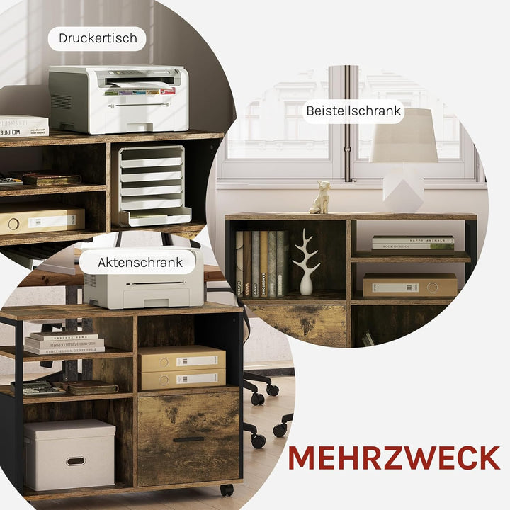 WOLTU Aktenschrank, Rollcontainer mit Schublade, Büroschrank auf Rollen, Rollschrank, Bürocontainer,