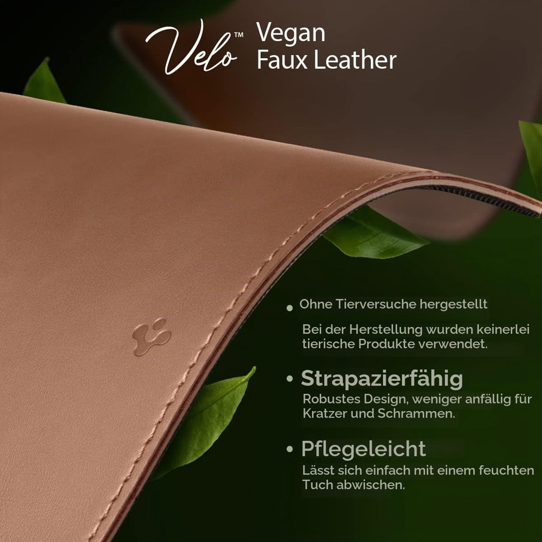 Spigen Schreibtischunterlage aus Velo Vegan PU Leder XXL Mauspad mit Anti-Rutsch-Gummimatte - Braun,