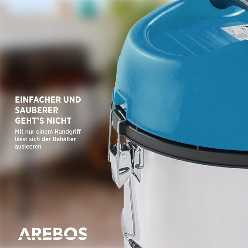 Arebos Industriestaubsauger 1300W | Nass- & Trockensauger | Mehrzwecksauger Wasser-Staubsauger | Wer