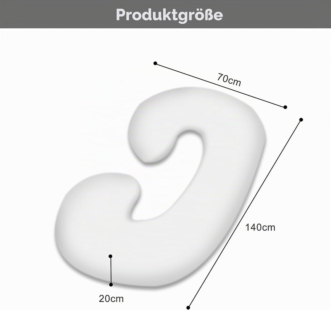 CALIYO Schwangerschaftskissen C-Form, Seitenschläferkissen mit Bezug, Stillkissen gross, Pregnancy P