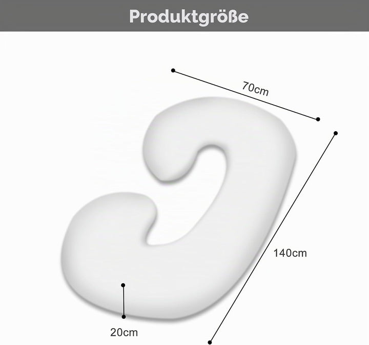 CALIYO Schwangerschaftskissen C-Form, Seitenschläferkissen mit Bezug, Stillkissen gross, Pregnancy P
