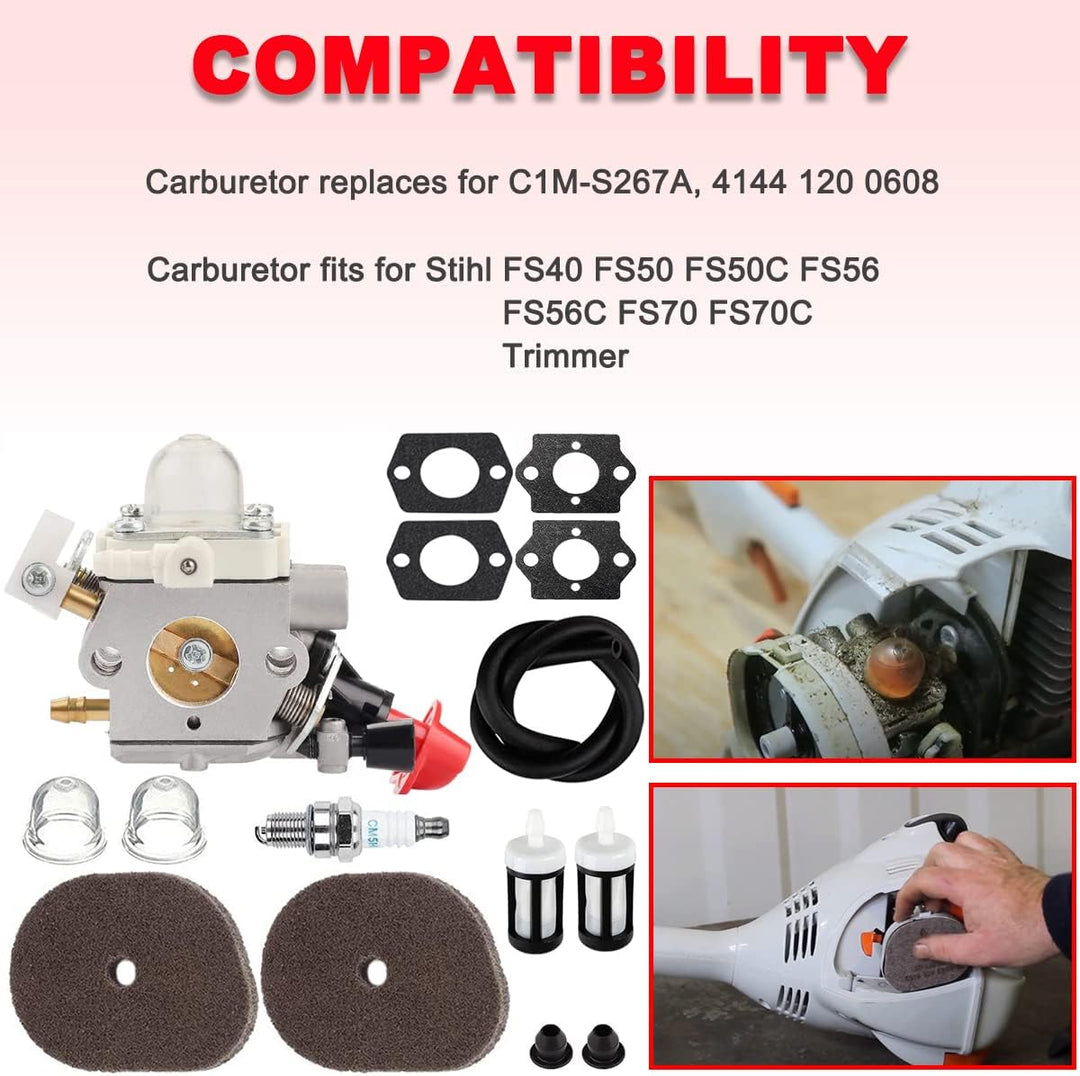 FS56RC Vergaser mit Luftfilter für Stihl FS40 FS50 FS56 FS70 FS70C FC70 FC56 FS56C HT56 HT56C KN56 K