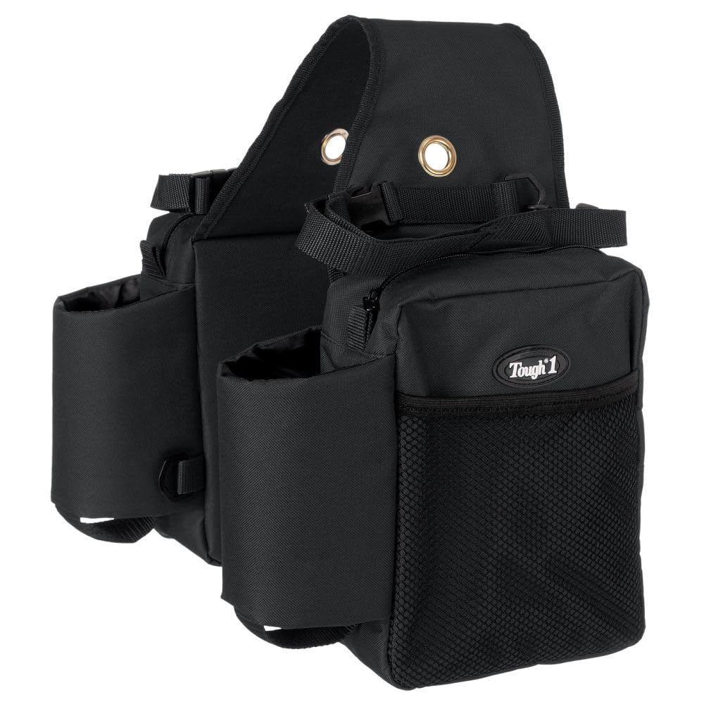 Tough 1 Satteltasche aus Nylon für Wasserflasche/Ausrüstung. Schwarz, Schwarz