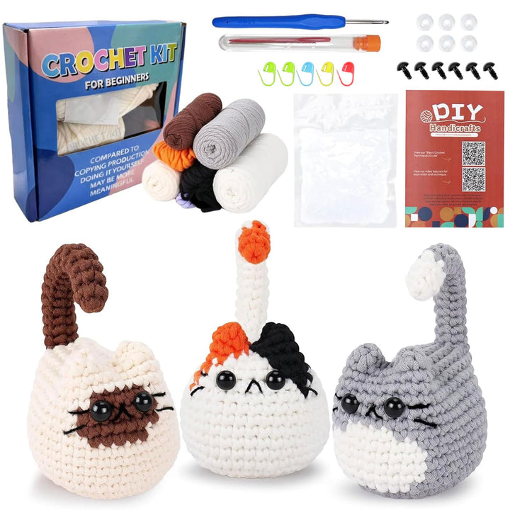 BOYIFEIJIE Häkeln für Anfänger Set – Häkelset Tiere, Amigurumi Anleitung mit Schritt-für-Schritt-Vid