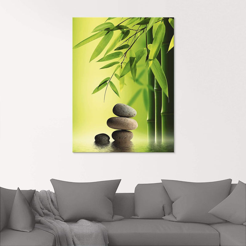 ARTland Glasbilder Wandbild Glas Bild einteilig 60x80 cm Hochformat Asien Wellness Zen Steine Spa Bl