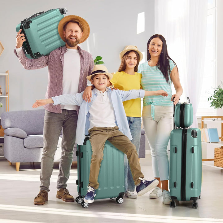 LALAHO Kofferset Koffer Set 4 teilig Hartschale (Türkis) | Handgepäck koffer aus ABS, Reisekoffer mi