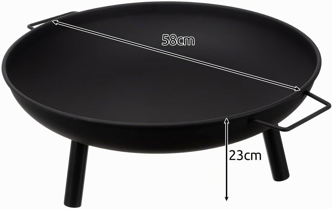 KAMINER Feuerschalen für den Garten 58x 23 cm Grosses Dreibein mit Griffen - Feuerschale Beständig G