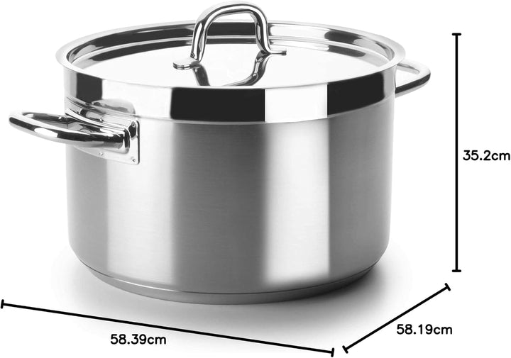 Lacor 54051 – hoher Auflauf mit Deckel Chef Luxe 50 cm Edelstahl