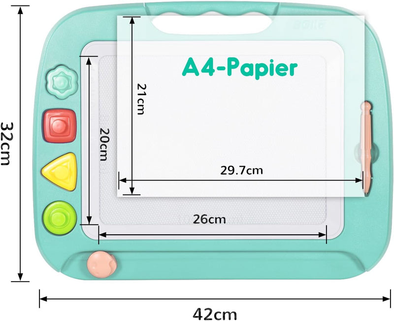 SGILE Grosse Magnetische Maltafel Zaubertafel, 42x32cm Zeichentafel Zaubermaltafel Malbrett mit 4 Fo