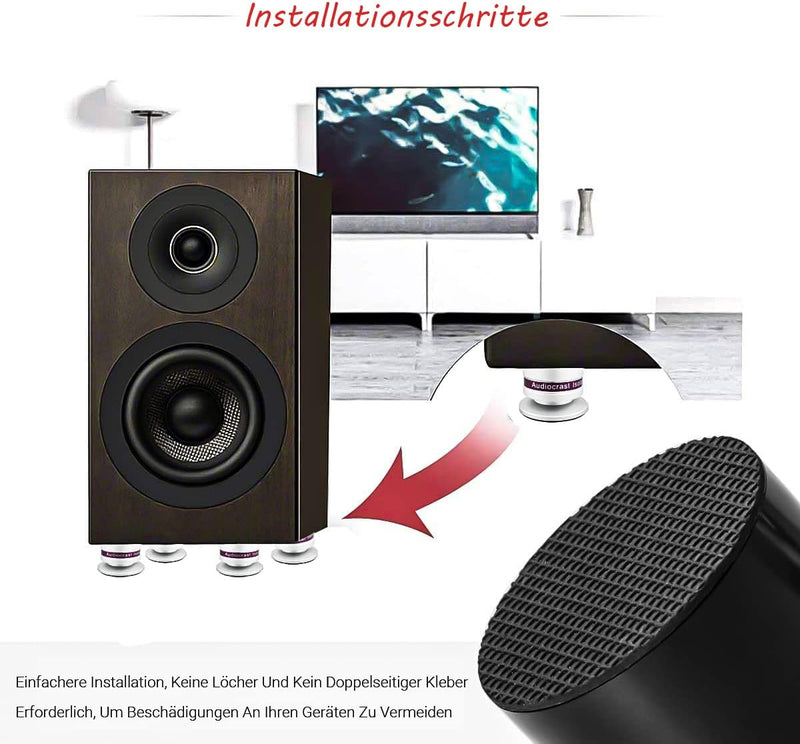 Tertullus 4 Stück Höhenverstellbar Subwoofer Spikes Lautsprecher Spikes Absorbs Sets Mit Untersetzer