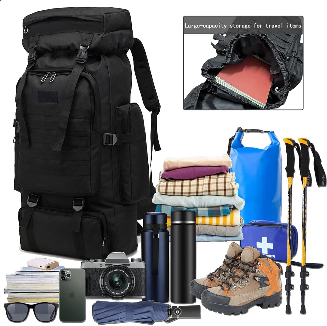 Gross Rucksack 60L-80L Wanderrucksack Wasserdicht für Herren & Damen – Reiserucksack, Notfallrucksac