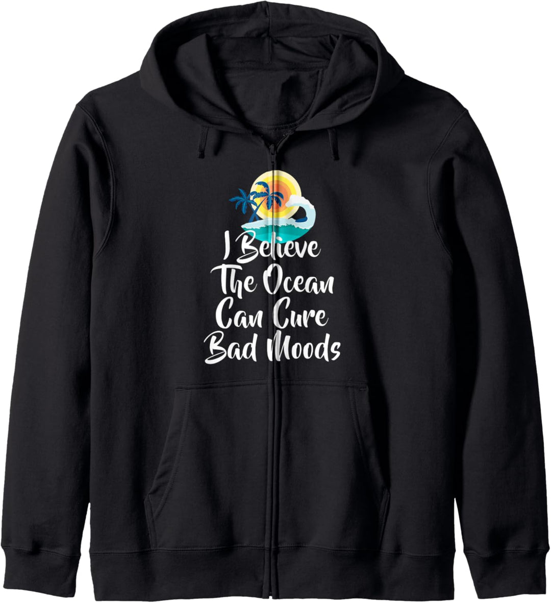 Der grafische Ozean der Strandwellenpalme kann schlechte Kapuzenjacke