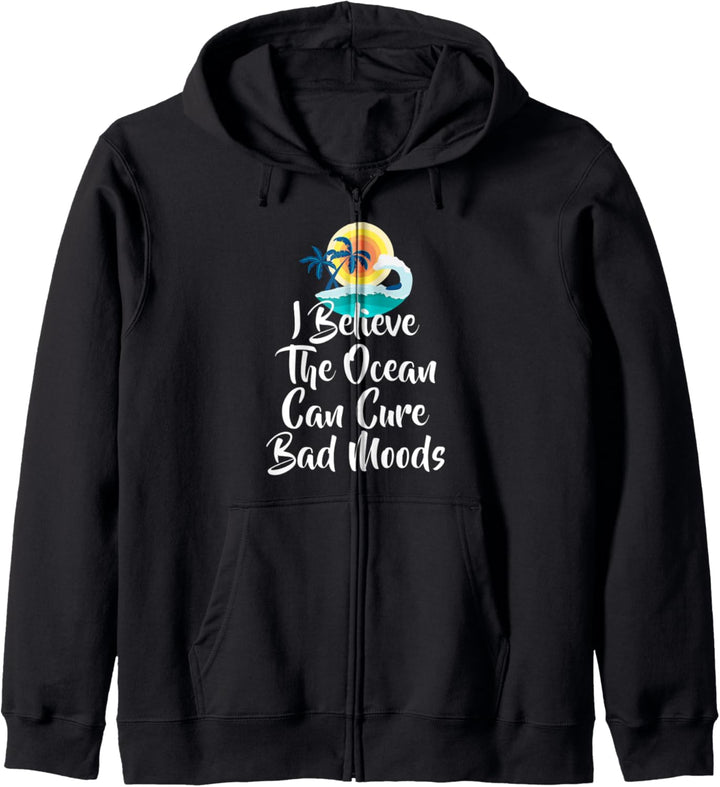 Der grafische Ozean der Strandwellenpalme kann schlechte Kapuzenjacke