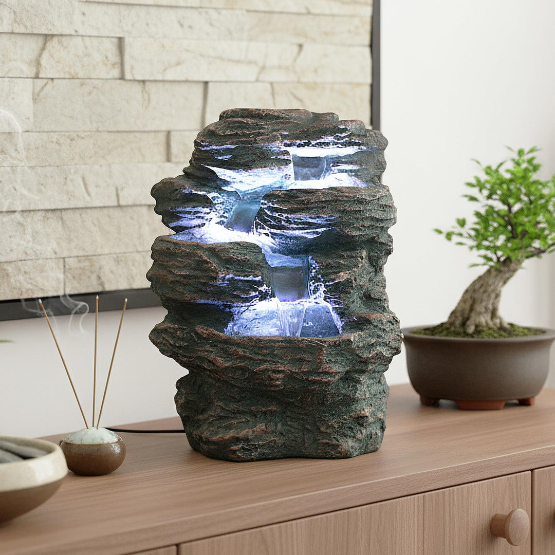 Arnusa Springbrunnen Niagara mit LED Beleuchtung IN-&Outdoor Zimmerbrunnen Gartenbrunnen